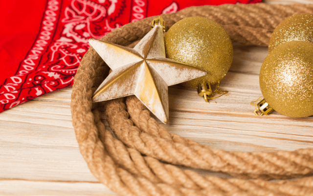 Red bandana with Christmas decorations