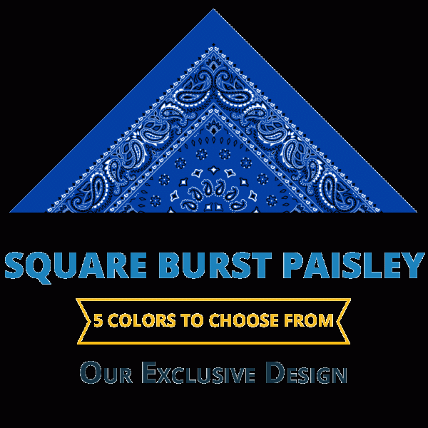 Square Burst Paisley Bandana Imported 100% Cotton