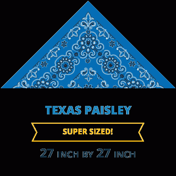 Texas Paisley 27X27 Bandana Imported 100%